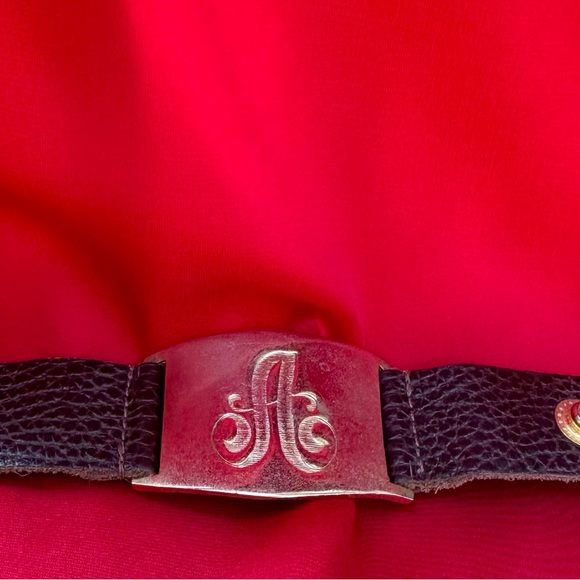 LISA STEWART Gold Plate/ Dark Brown Leather Initial "A"
Cuff Bracelet - Picture 2 of 5